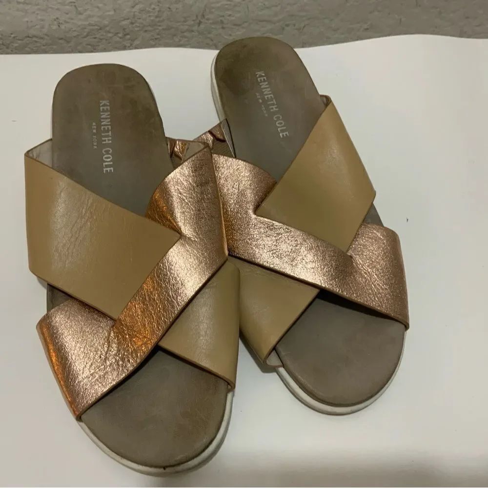 $99 KENNETH COLE MAXWELL LEATHER SANDALS SLIDES SHOES SIZE 8.5